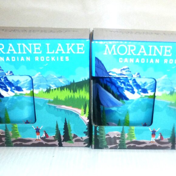 bsm 2x MORAINE LAKE Coffee MUGS Canadian ROCKIES Coffee Mug Mountains Glacier - Picture 1 of 10
